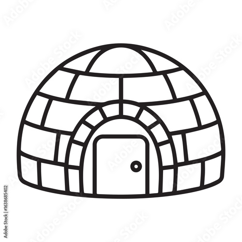 snow house vector design of igloo used by native arctic communities in minimal graphic style with clean lines