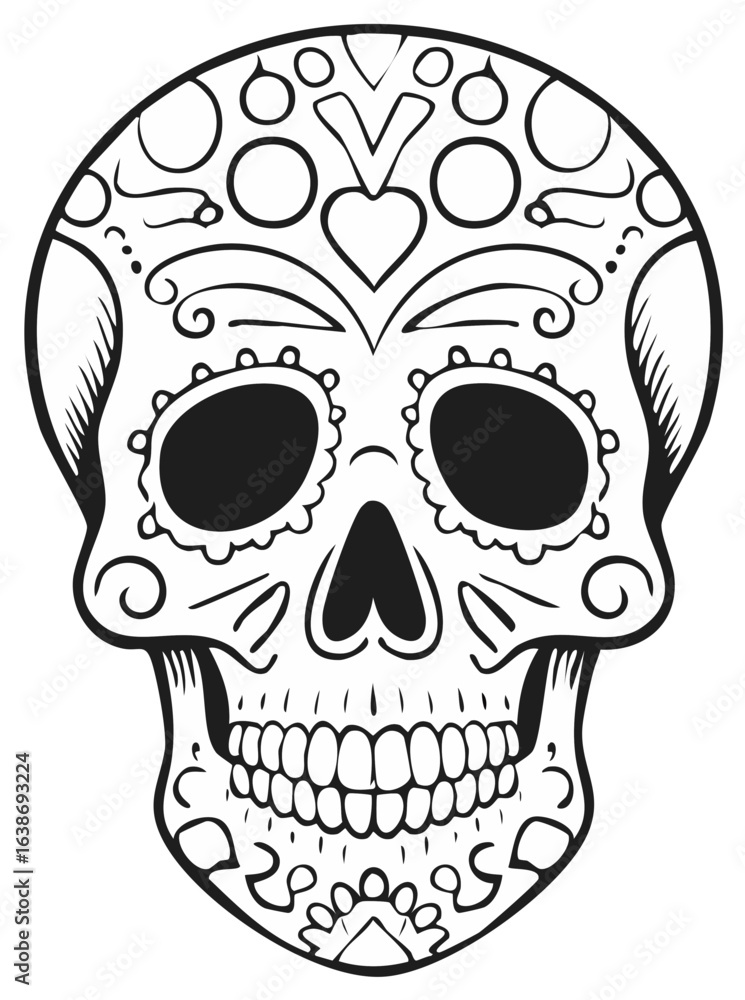 Fototapeta premium Day of the Dead Sugar Skull Design with Intricate Patterns