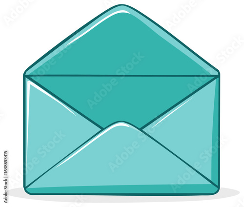 Open Envelope Illustration in Turquoise for Notifications and Messages Graphic Symbol