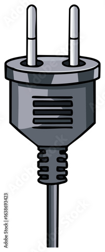 Two Prong Electrical Plug Cord Connector Illustration Power Supply Vector