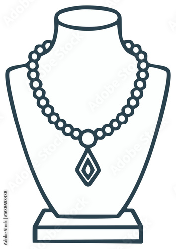 Jewelry necklace on display. Jewelry store concept.