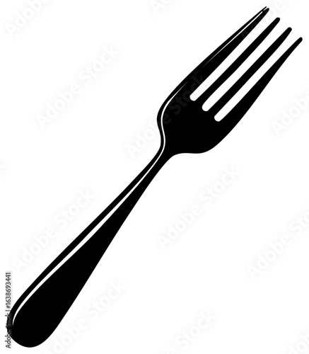 Classic dinner fork silhouette vector graphic isolated for food and dining concepts