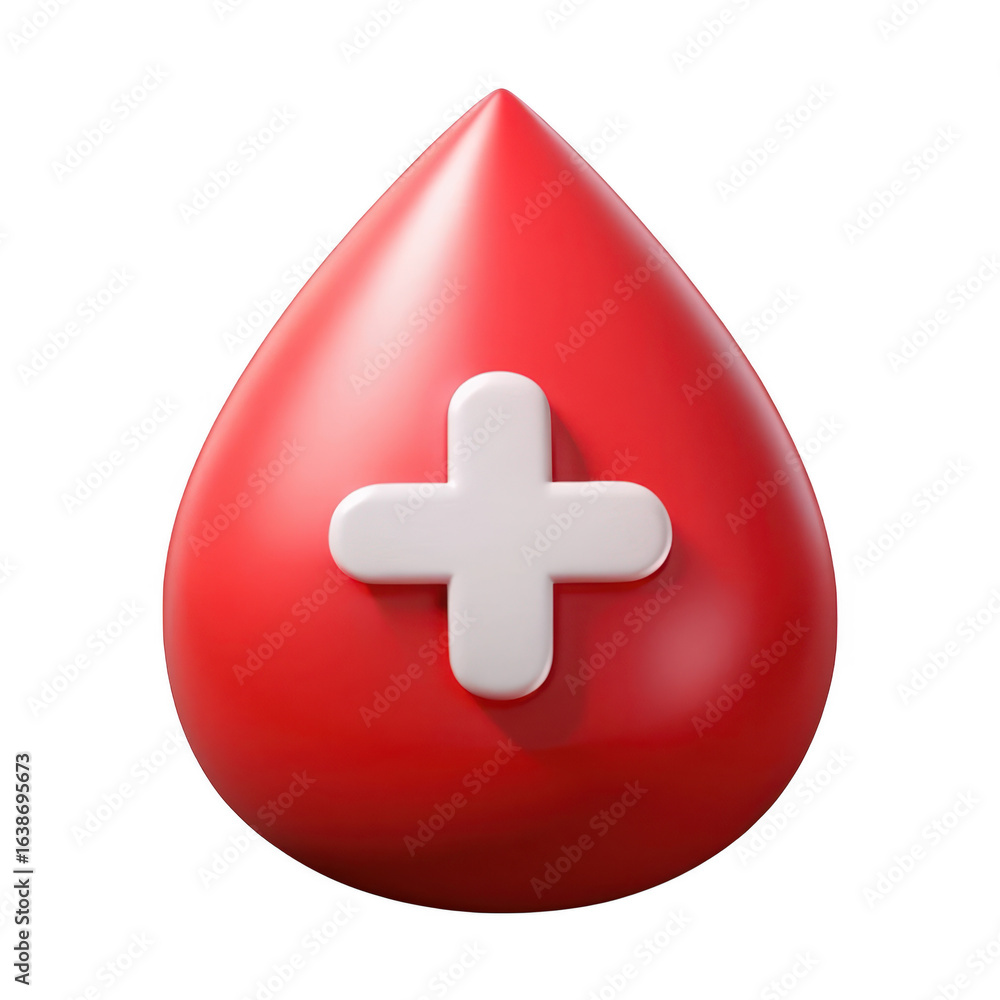 Obraz premium Red blood drop isolated on transparent background
