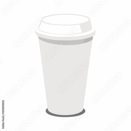 White disposable paper cup vector on white background.