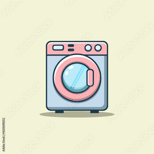 Flat Design Washing Machine Vector Illustration – Modern Home Appliance Icon