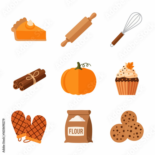 Celebrate autumn baking with delicious pumpkin pie, cookies, cupcakes, and cozy kitchen essentials