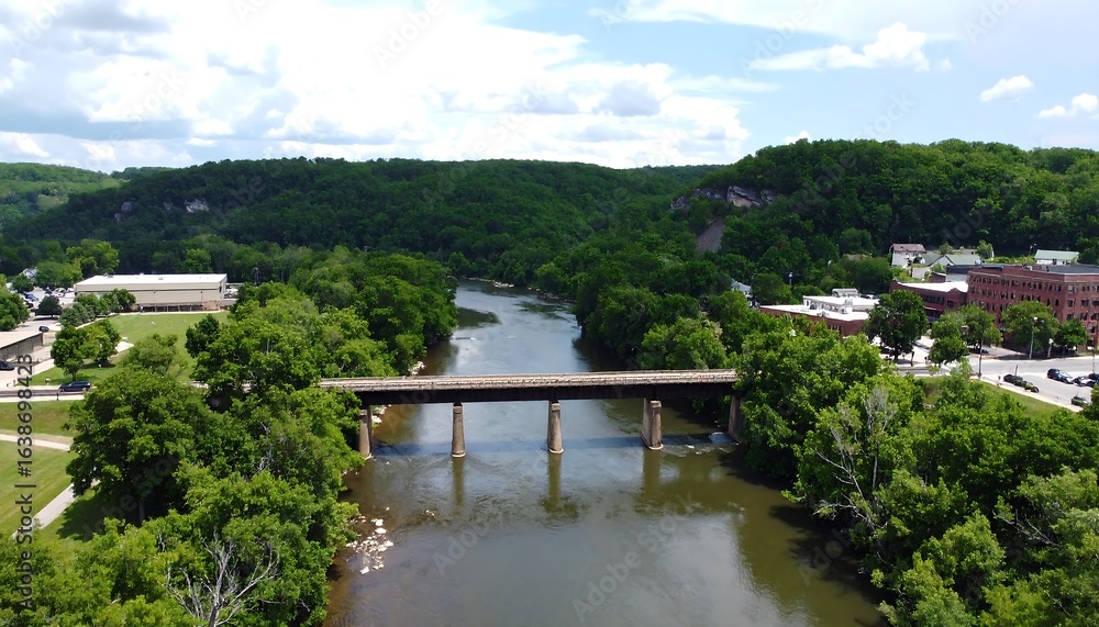 Fototapeta premium River valley with bridge