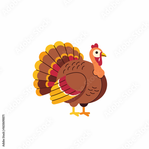 Vibrant Thanksgiving turkey celebrates harvest season with colorful fanned tail feathers