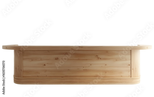 A store counter light brown wooden isolated on white background, png