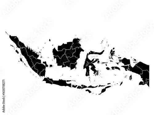 Black and White Map of Indonesia