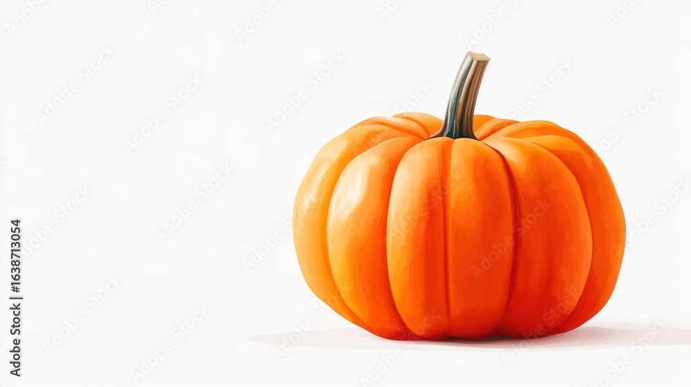 Obraz premium Single orange pumpkin on white background