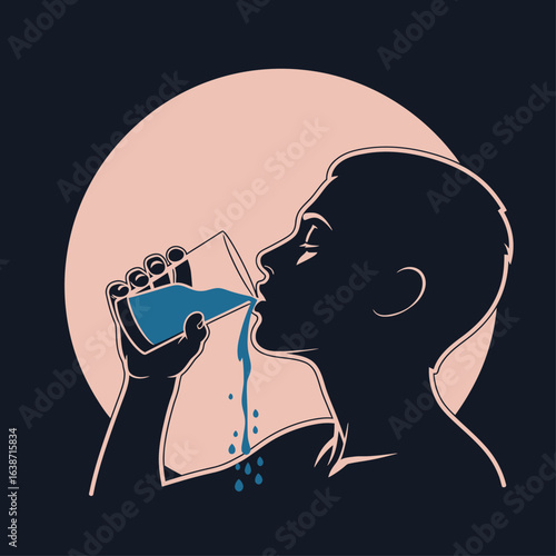 Quenching Thirst Person Drinking Refreshing Water