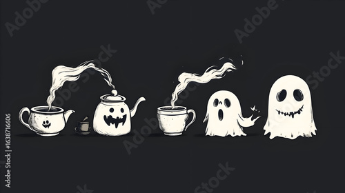 Halloween tea time illustration background