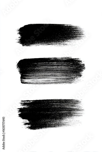 Three horizontal black paint strokes on a white background