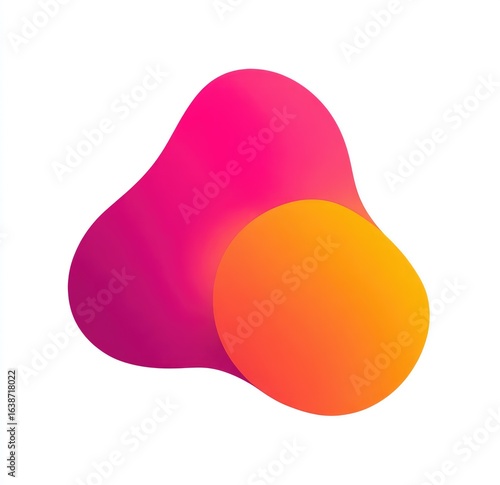 Abstract, vibrant design with overlapping, flowing shapes of hot pink and orange