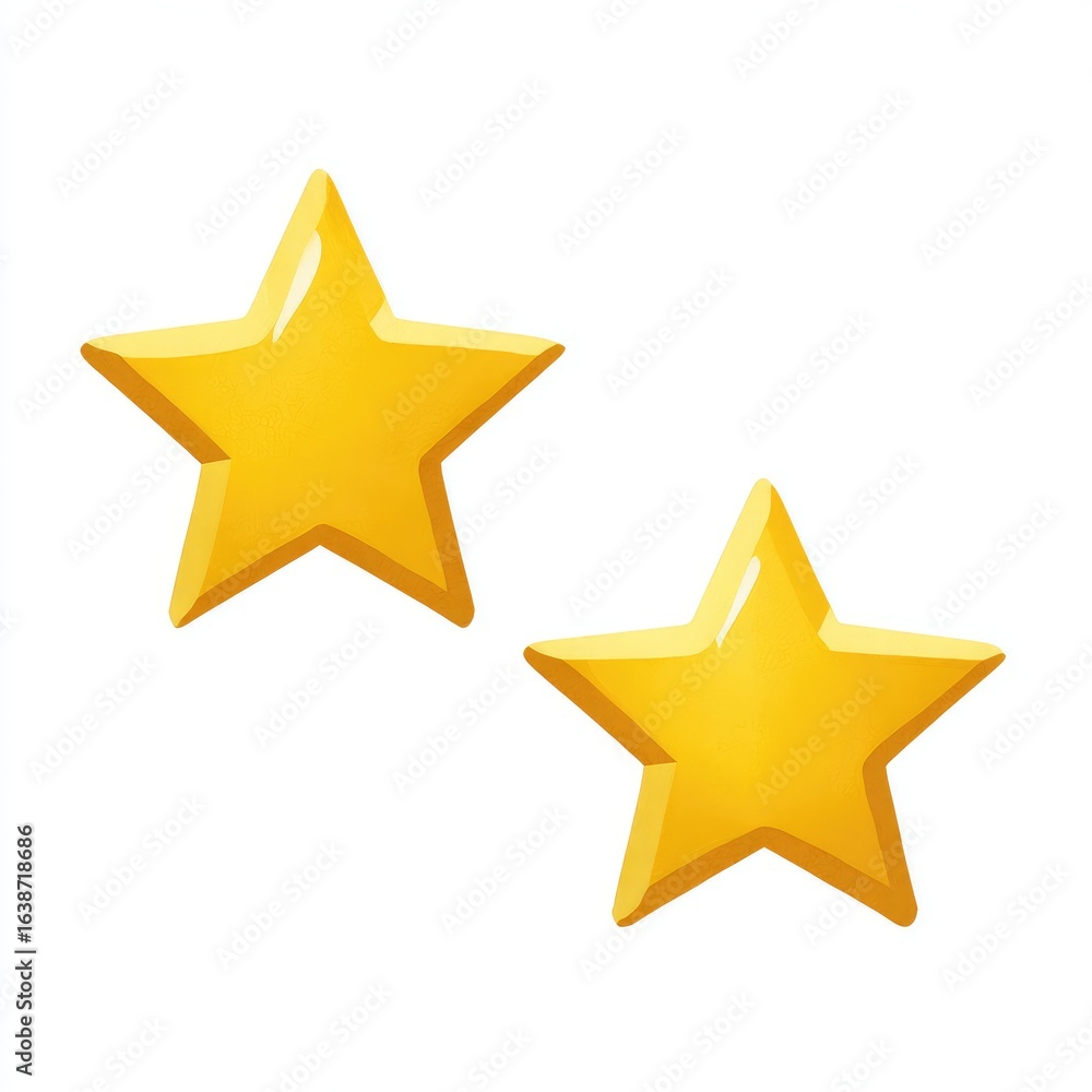 Obraz premium Two bright yellow cartoon stars against a white background