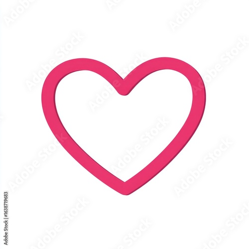 Simple, outlined pink heart shape