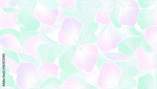 Delicate floral pattern of pastel petals on white background.