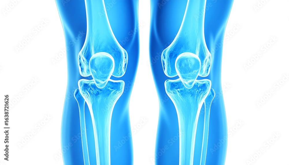 Detailed anatomical illustration of the human knee joint. Detailed anatomical illustration of the human knee joint.