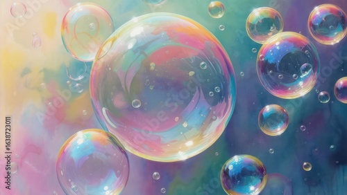 Wallpaper Mural Celestial Spheres: A Luminous Dance of Iridescent Soap Bubbles Torontodigital.ca