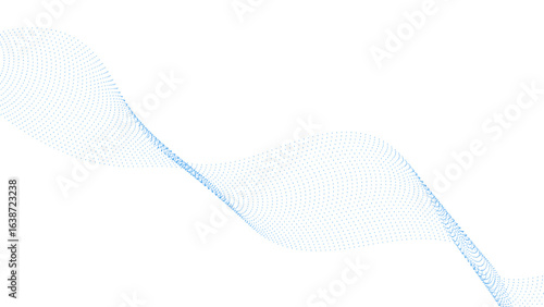 Blue dotted wave line pattern. Light halftone undulate net background. Abstract air flowing particle wallpaper. network technology background. Modern digital datum science concept. vector illustration