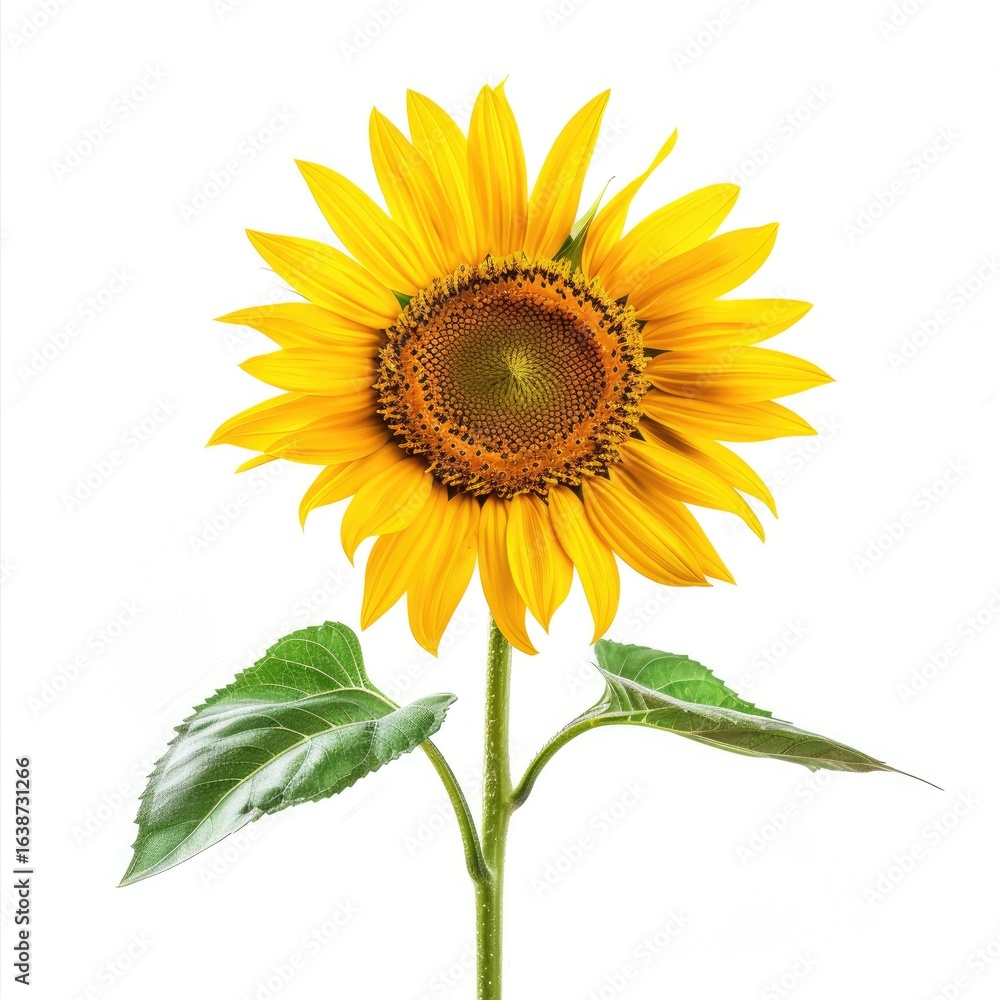 Obraz premium Single sunflower against white background (2)