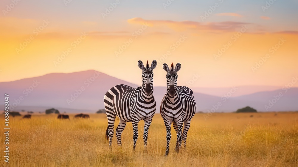 Obraz premium Close-up view of zebras standing together in Kenyas w