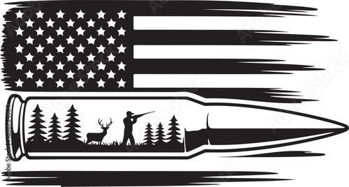 Deer SVG American Flag, Hunting, Forest