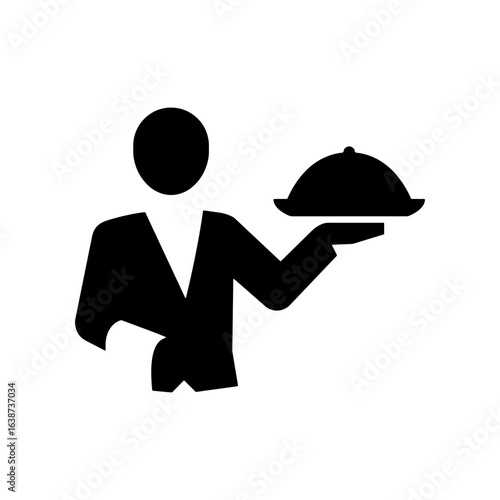 Simple black waiter serving tray icon
