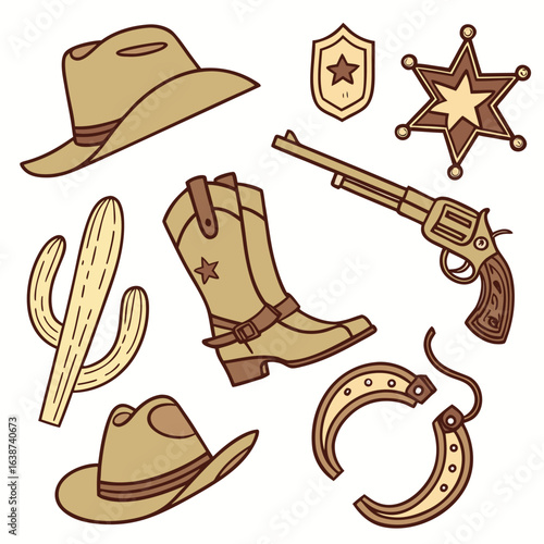 A rustic collection of 15 distinct wild west themed illustrations perfect for historical projects and western style designs