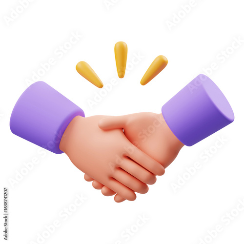 3D Render of Cartoon Hands in a Business Handshake – Partnership & Collaboration Icon, Transparent PNG