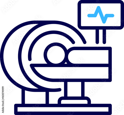 vector illustration of Ct Scan Icon on white background. MRI and X-Ray scanner, Ultrasound and CT scan. Icon of ct scan or computed tomography scan in isometric design. Radiology Scan