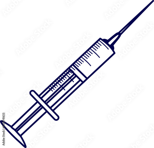 syringe with needle. Vector of Injection. Syringe symbol - black and white design for tattoos, logos and vectors - isolated on white