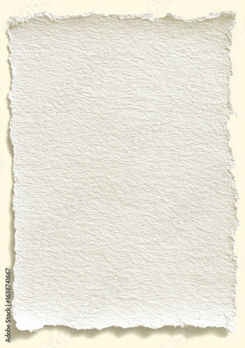 Off-white, textured paper sheet with uneven edges