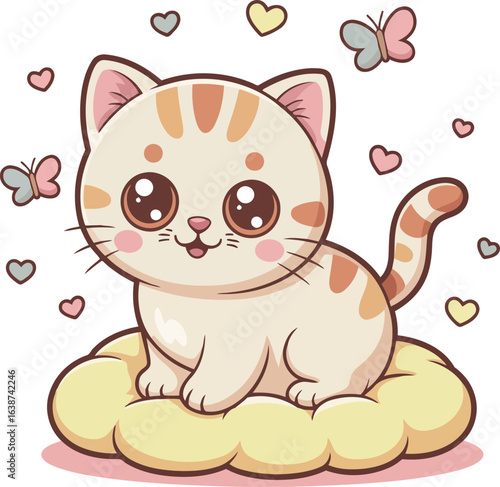 Wallpaper Mural Cute Kawaii Cartoon Kitten Vector Illustration Torontodigital.ca