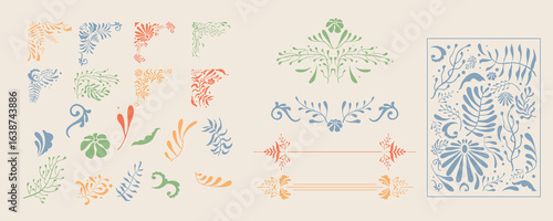 Vintage divider and border in nouveau line style object element for wedding, classic invitation