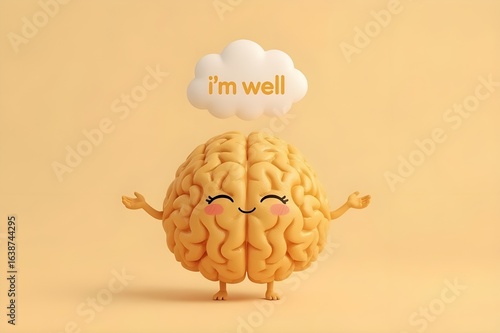A healthy, happy brain in a solid background.mental health day concept.