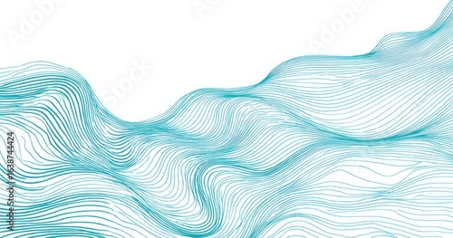 Wallpaper Mural Abstract teal wavy lines on white background Torontodigital.ca