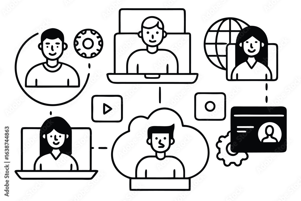 Fototapeta premium Diverse people connected through technology and global network connection