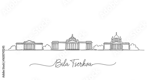 Bila Tserkva Ukraine Skyline Outline Drawing.