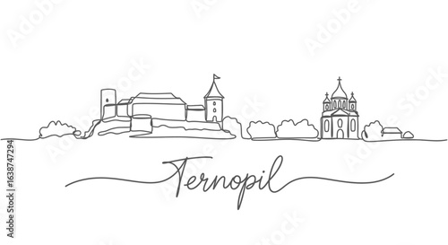 Ternopil with Ukraine, City Skyline, and Minimal Art.