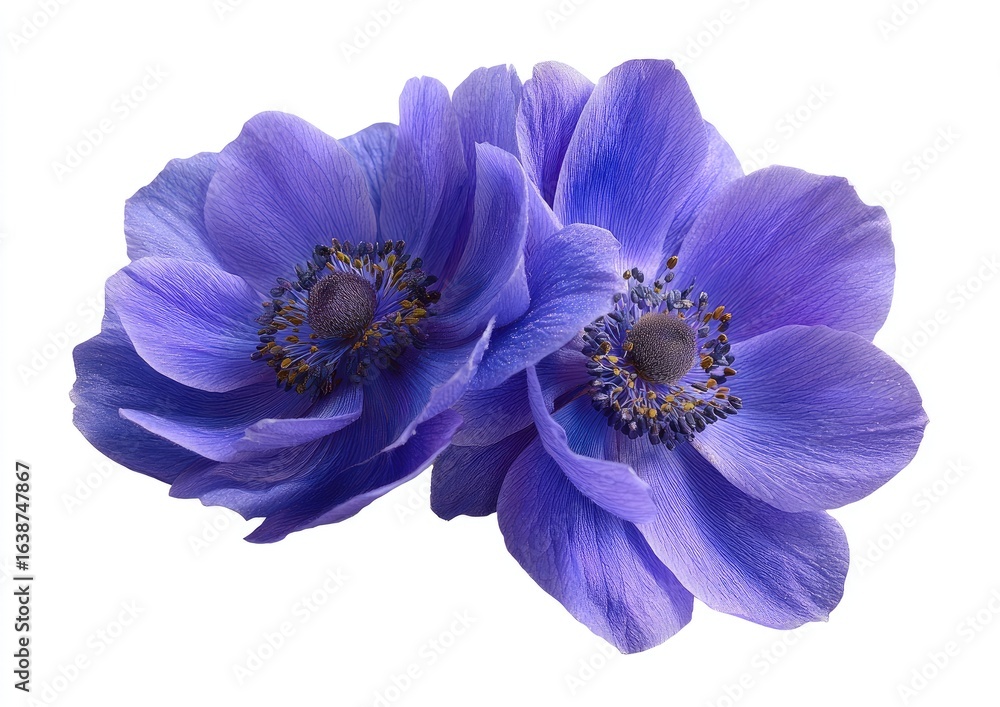 Obraz premium Close-up of two vibrant, purple anemones