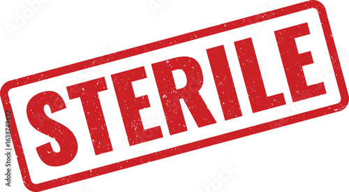 Red rubber stamp with the word STERILE printed in white ink