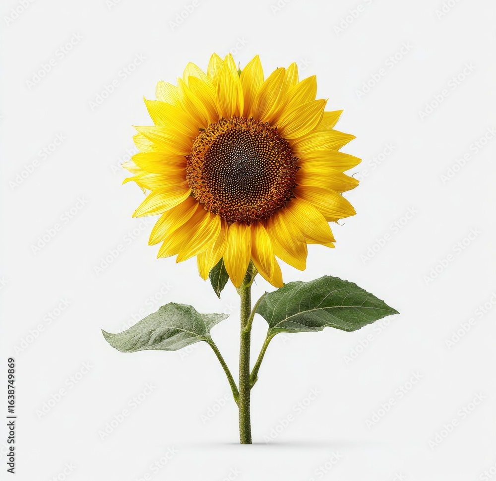 Obraz premium Single sunflower against white (1)