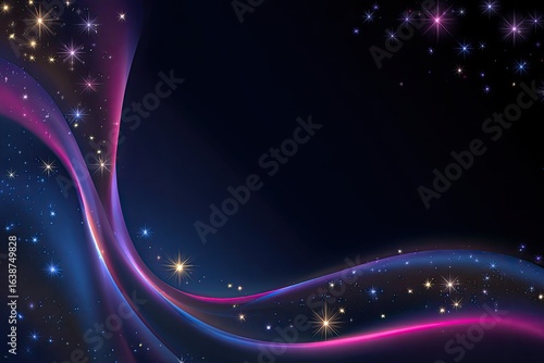 Abstract cosmic waves, glowing, dark background