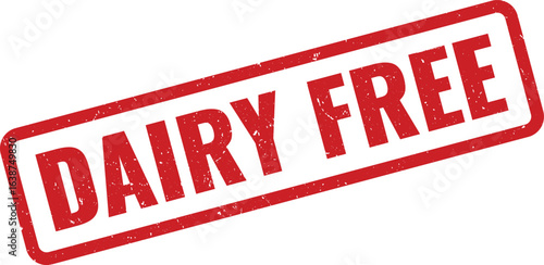 Red Stamp Label Indicating Dairy Free Status for Food and Products