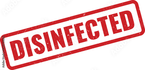 Red Disinfected Stamp Showing Cleanliness And Health