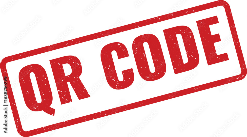 Red QR Code Stamp with Distressed Texture for Marketing and Information Red QR Code Stamp with Distressed Texture for Marketing and Information