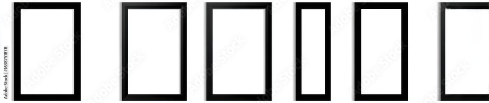 Horizontal row of six black outlined rectangles Horizontal row of six black outlined rectangles