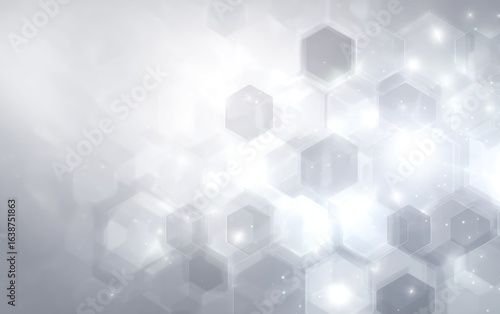 Abstract background of light gray hexagons with subtle sparkle